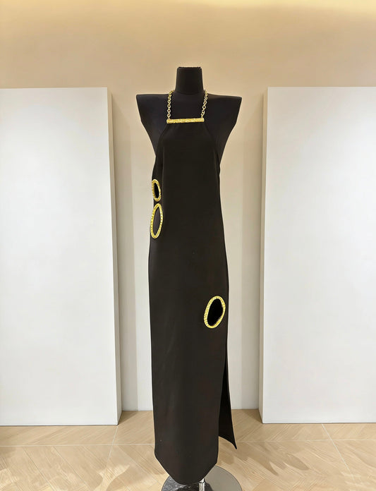 Adjustable halter neck slip dress