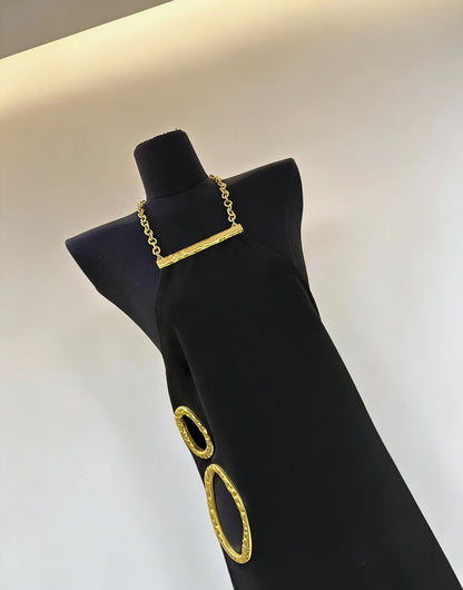 Adjustable halter neck slip dress