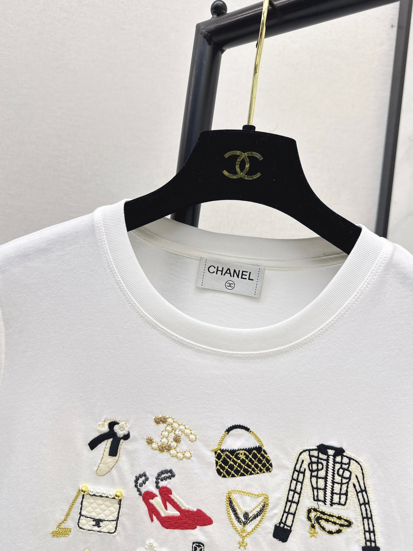 Embroidered and Beaded T-Shirt