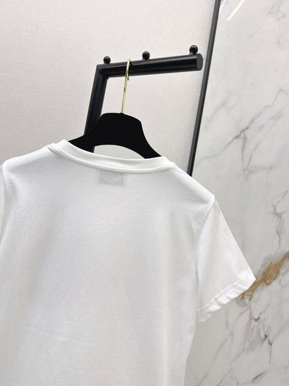 Embroidered and Beaded T-Shirt