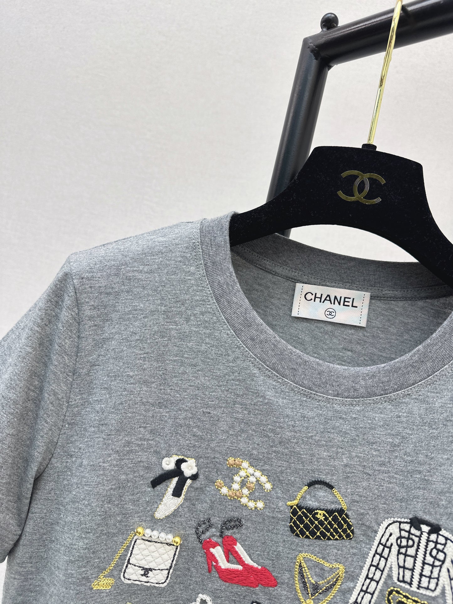 Embroidered and Beaded T-Shirt
