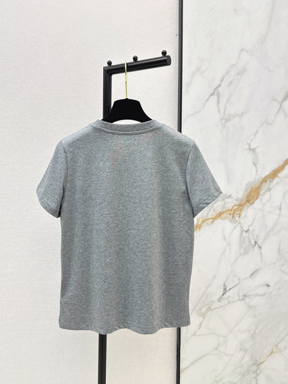 Embroidered and Beaded T-Shirt