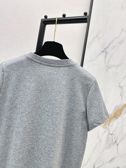 Embroidered and Beaded T-Shirt