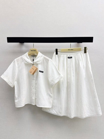 Small logo cropped shirt + skirt