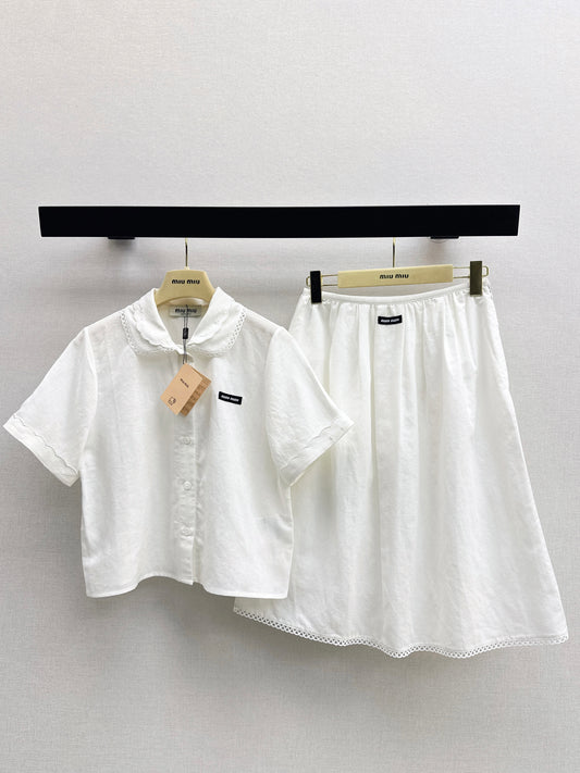 Small logo cropped shirt + skirt
