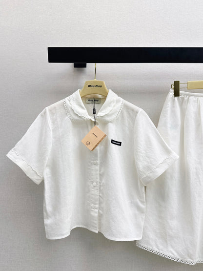Small logo cropped shirt + skirt