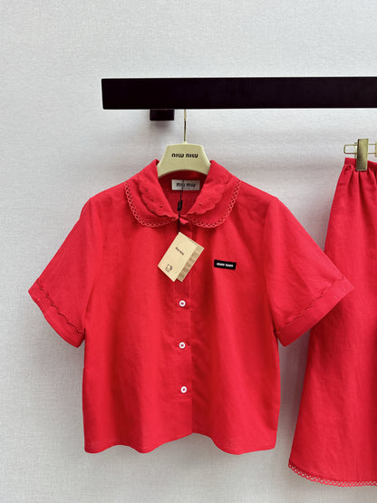Small logo cropped shirt + skirt