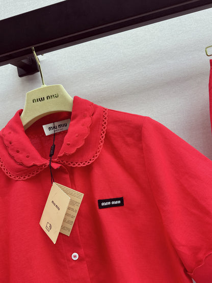 Small logo cropped shirt + skirt