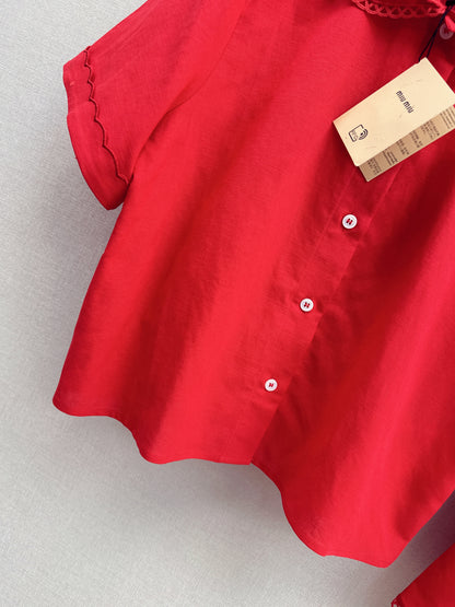 Small logo cropped shirt + skirt