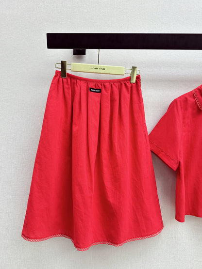 Small logo cropped shirt + skirt