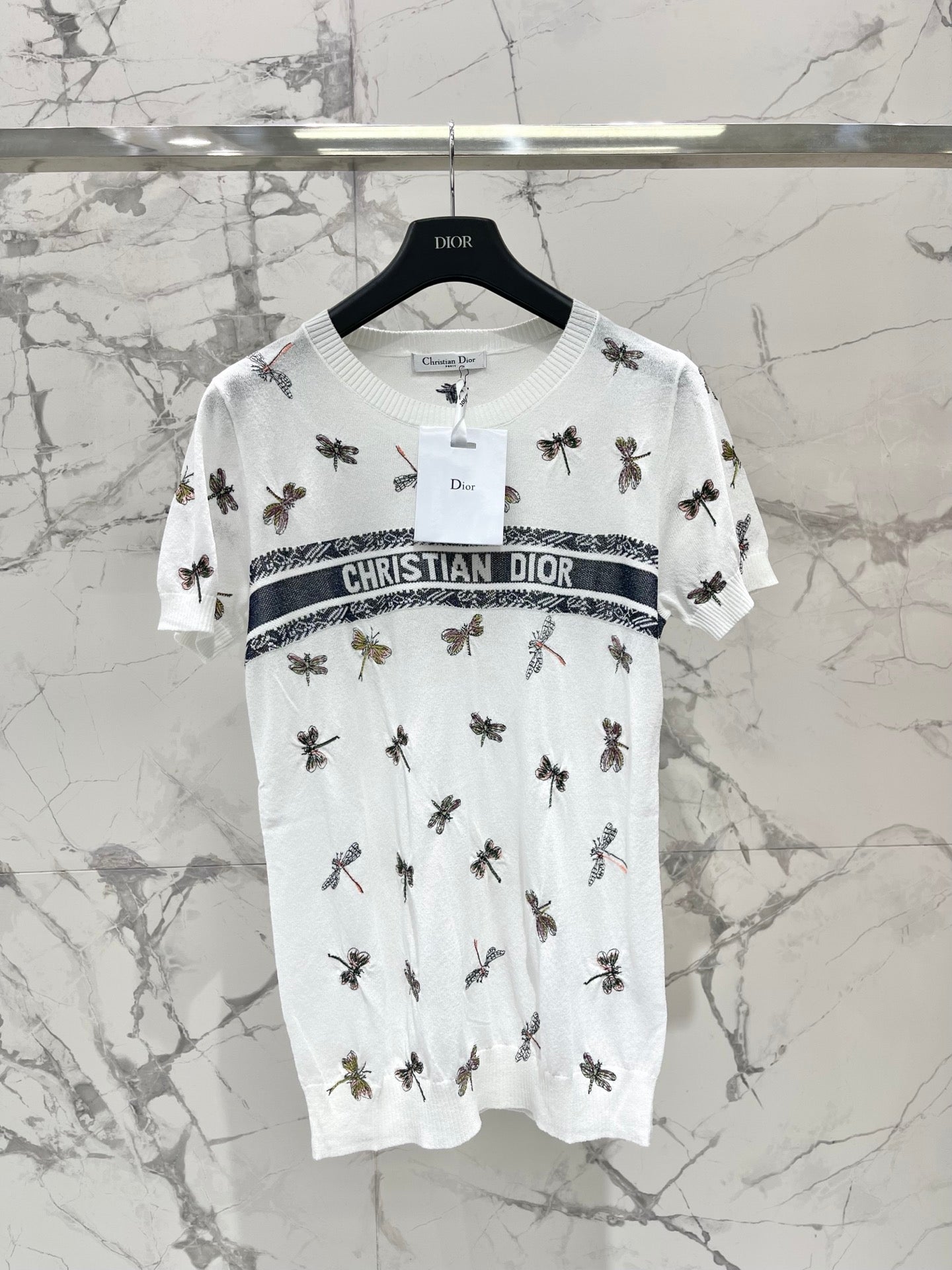 Butterfly Embroidered Hemp T-Shirt