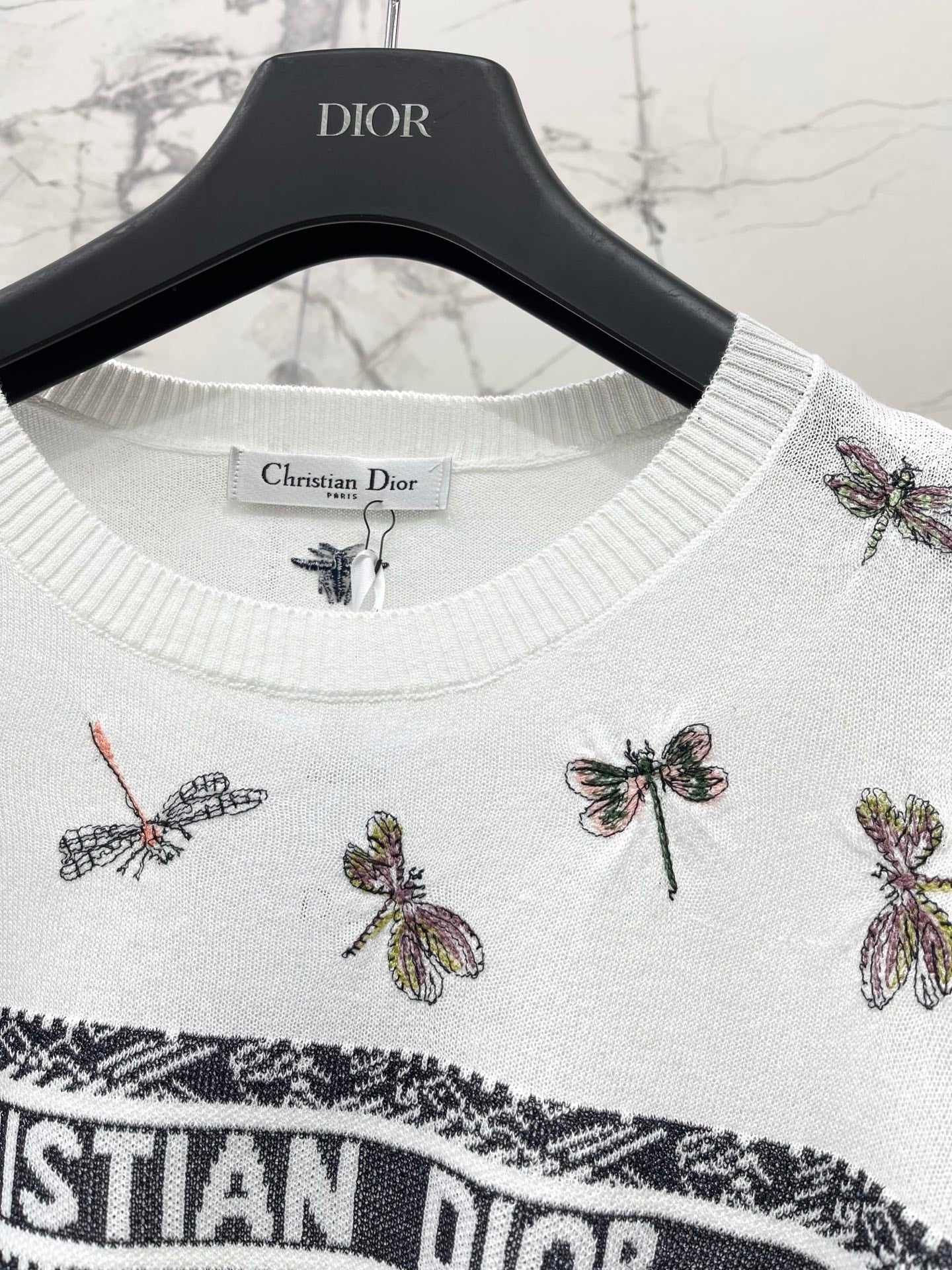 Butterfly Embroidered Hemp T-Shirt
