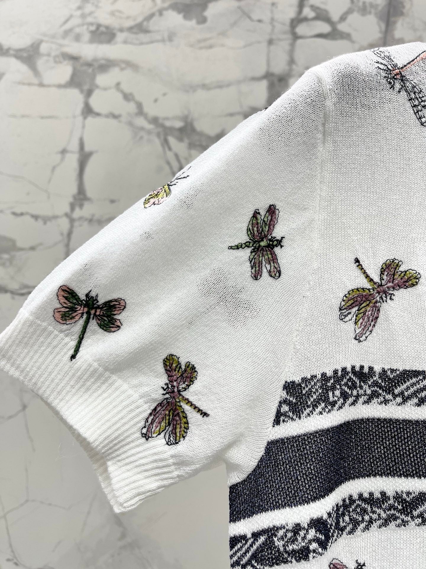 Butterfly Embroidered Hemp T-Shirt