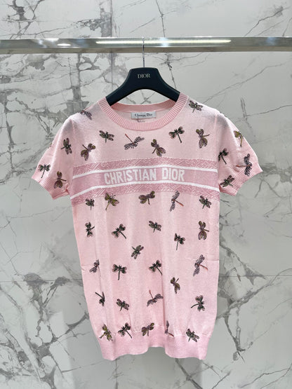 Butterfly Embroidered Hemp T-Shirt