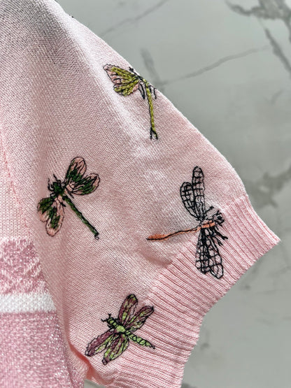 Butterfly Embroidered Hemp T-Shirt