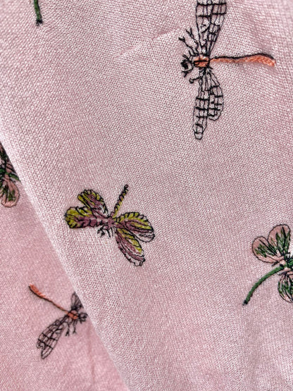 Butterfly Embroidered Hemp T-Shirt