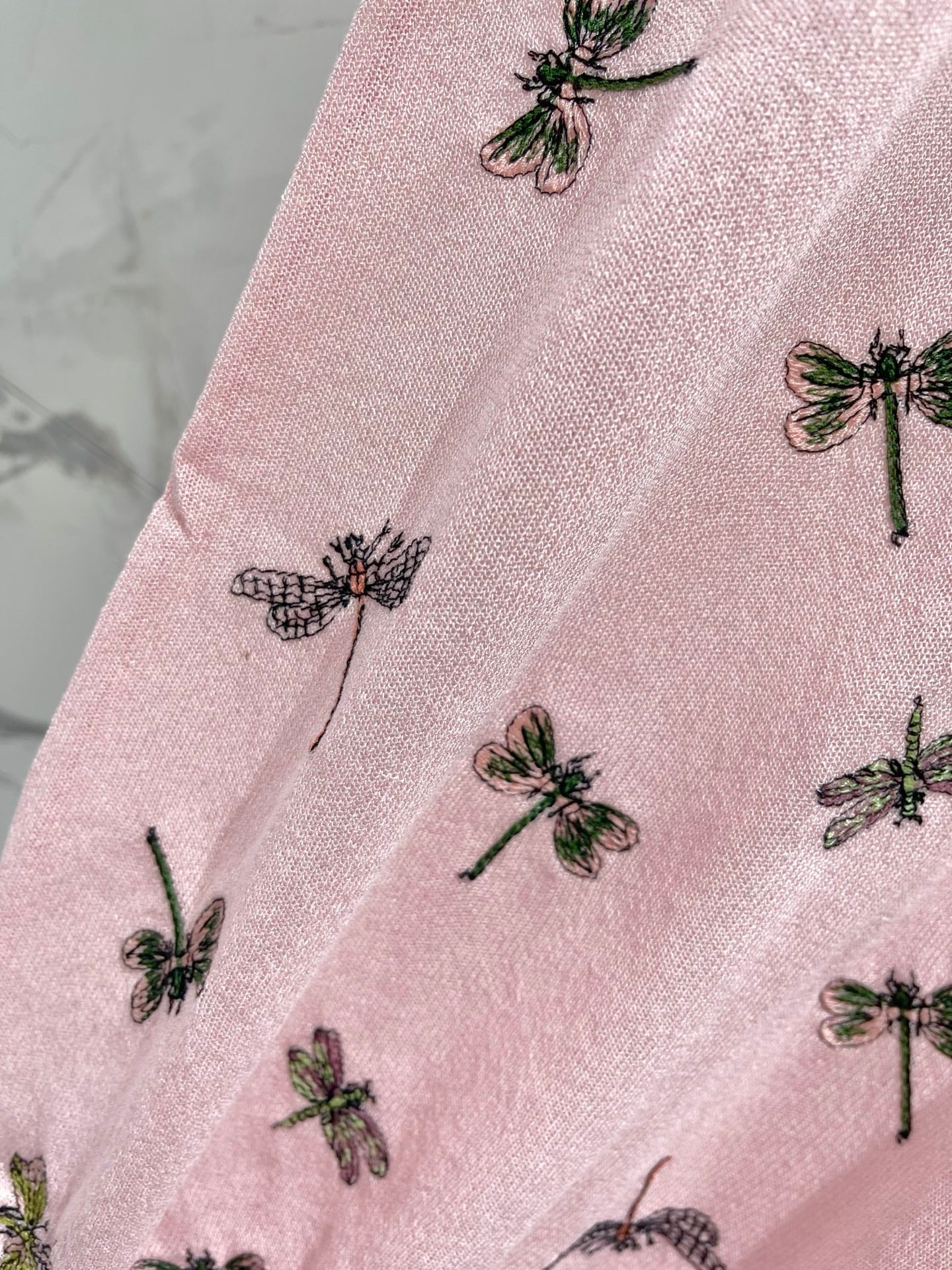 Butterfly Embroidered Hemp T-Shirt