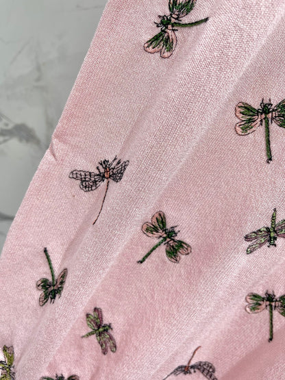 Butterfly Embroidered Hemp T-Shirt