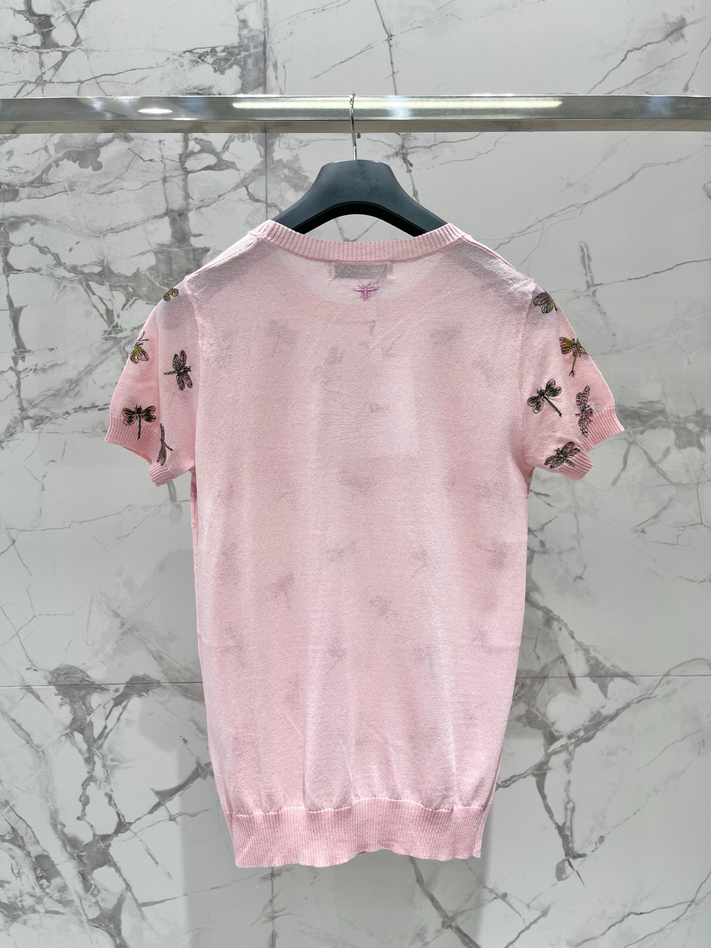 Butterfly Embroidered Hemp T-Shirt