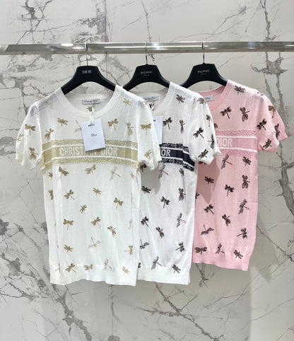 Butterfly Embroidered Hemp T-Shirt
