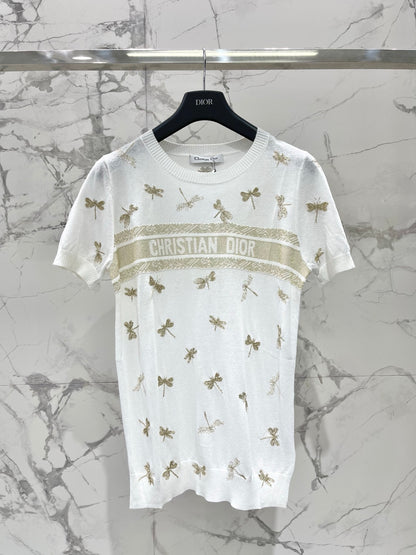 Butterfly Embroidered Hemp T-Shirt