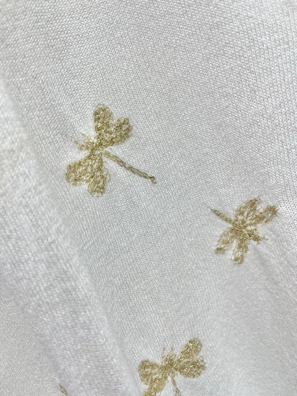 Butterfly Embroidered Hemp T-Shirt