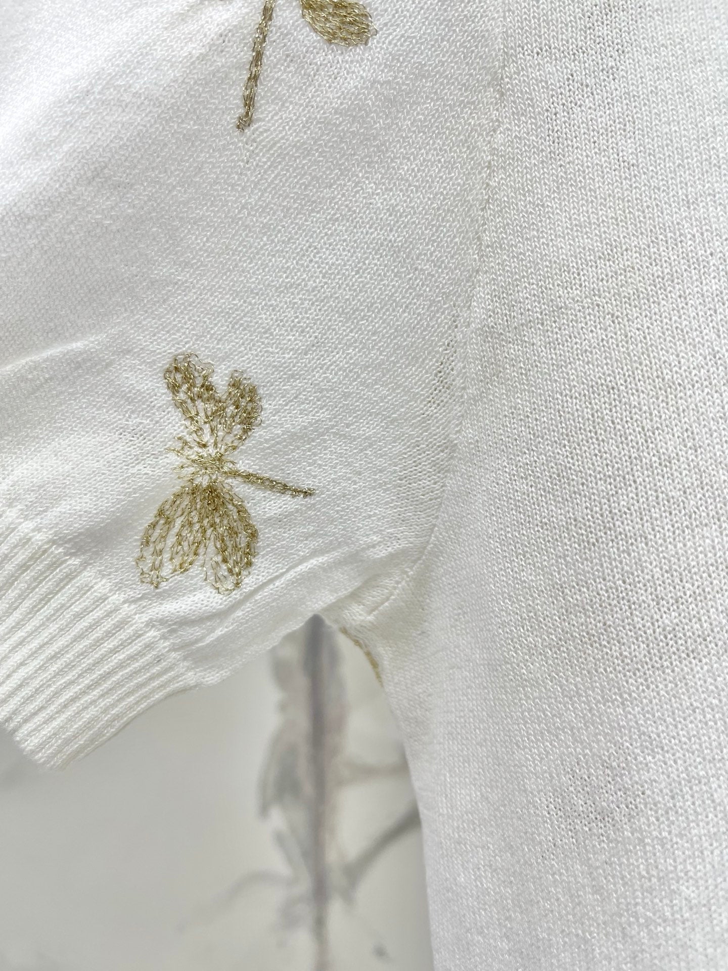 Butterfly Embroidered Hemp T-Shirt