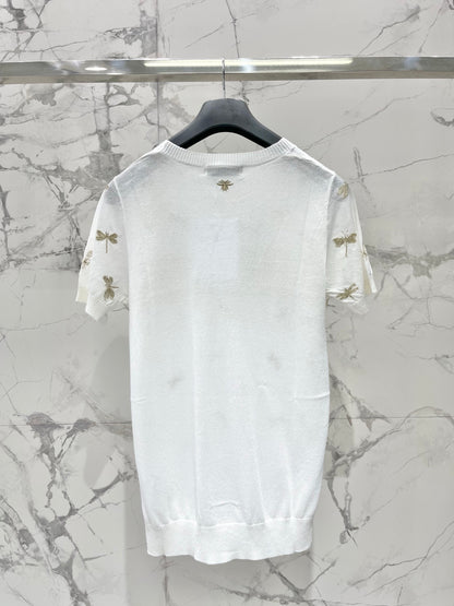 Butterfly Embroidered Hemp T-Shirt