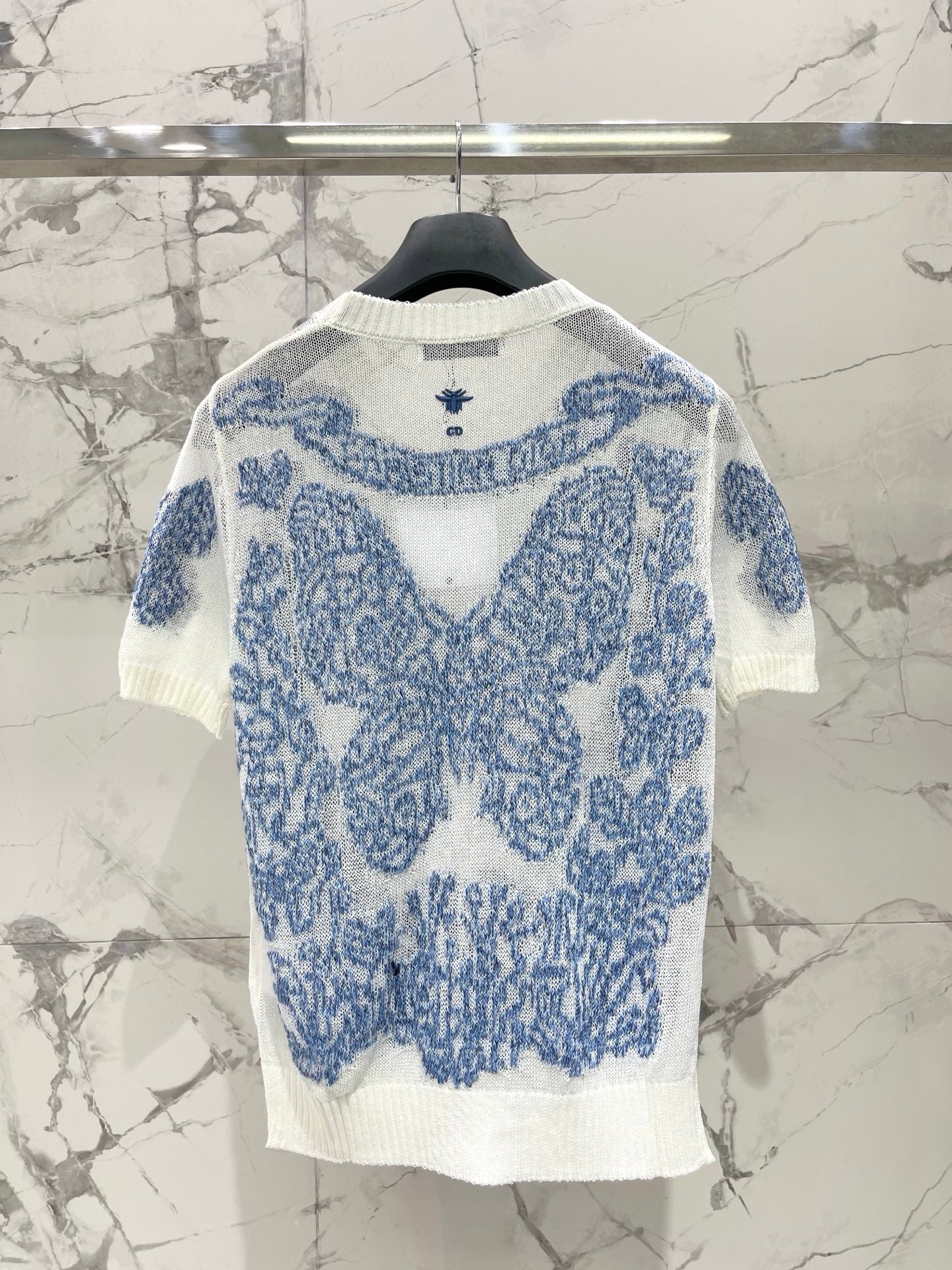 Sheer Butterfly Short-Sleeve Top