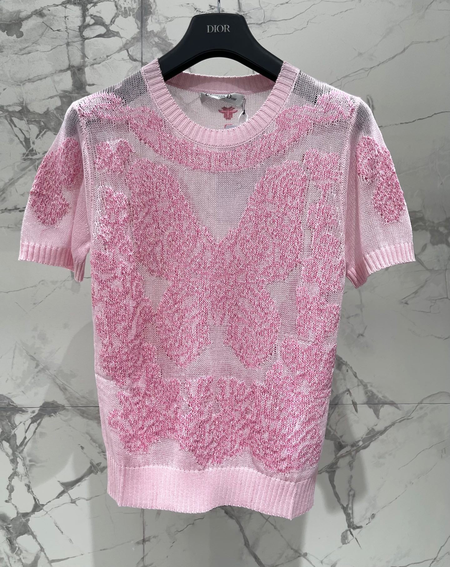 Sheer Butterfly Short-Sleeve Top