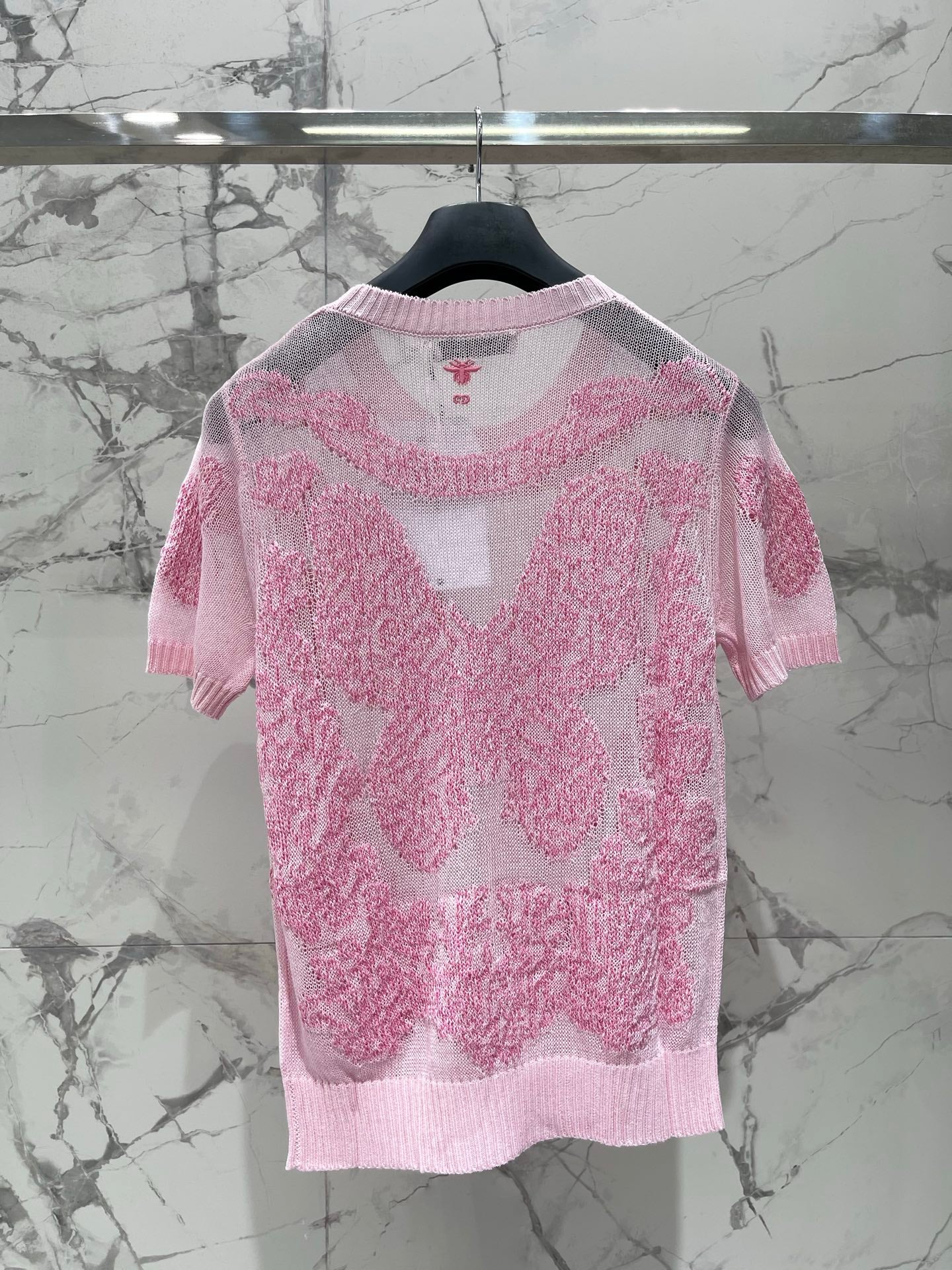 Sheer Butterfly Short-Sleeve Top