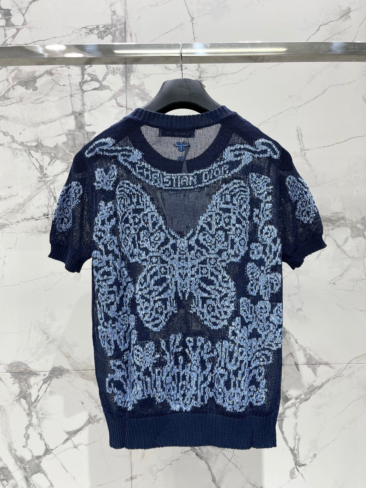 Sheer Butterfly Short-Sleeve Top