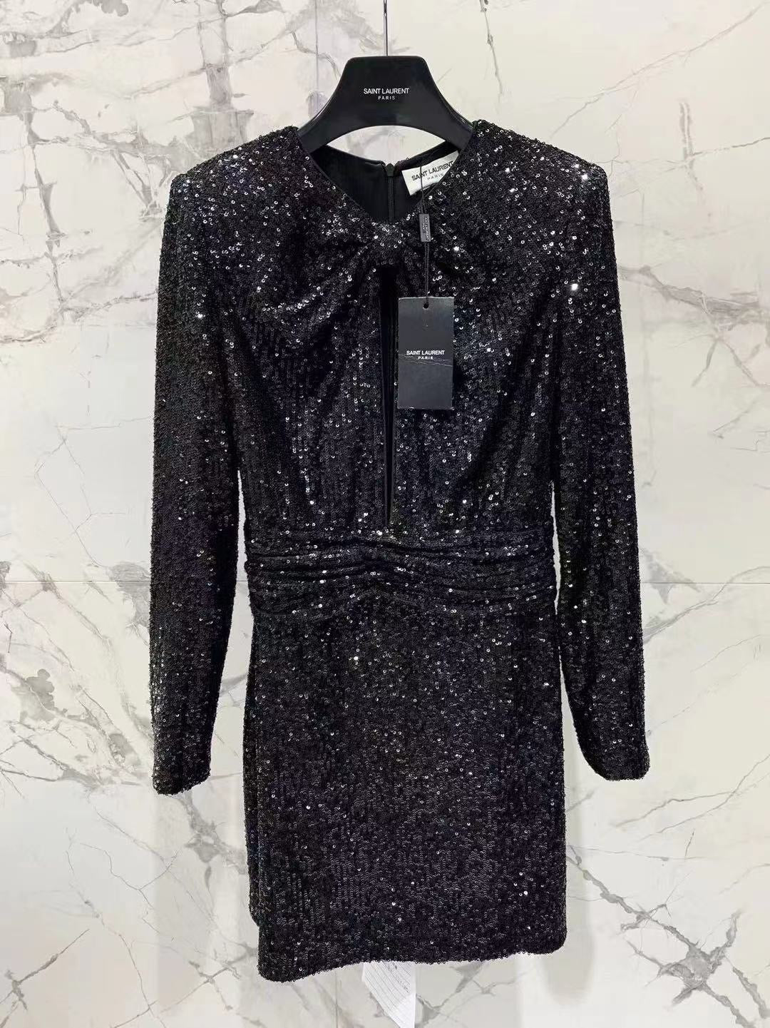 Open-neck sequined dress