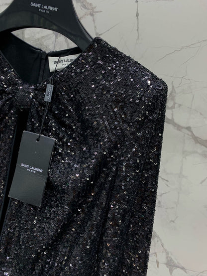 Open-neck sequined dress