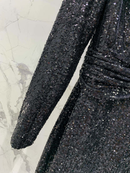 Open-neck sequined dress