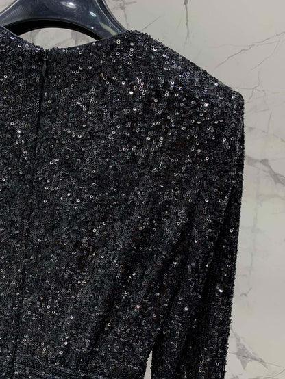 Open-neck sequined dress
