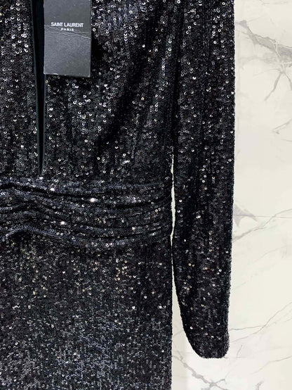 Open-neck sequined dress