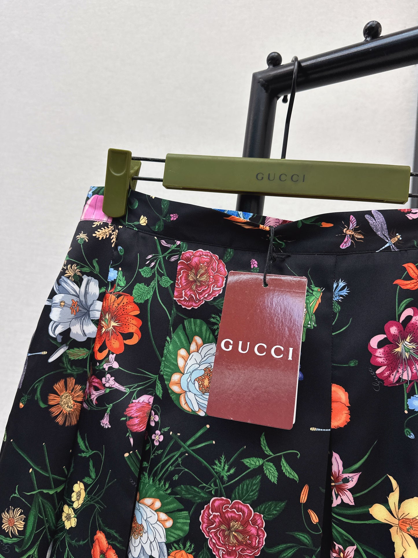Floral Silk Pleated Skirt