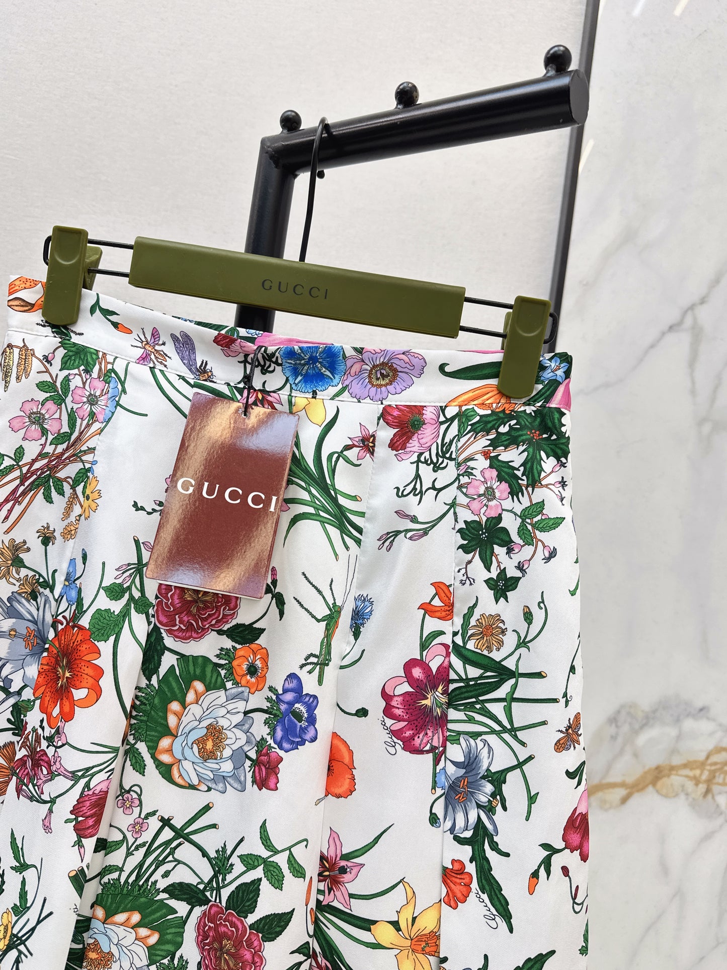 Floral Silk Pleated Skirt