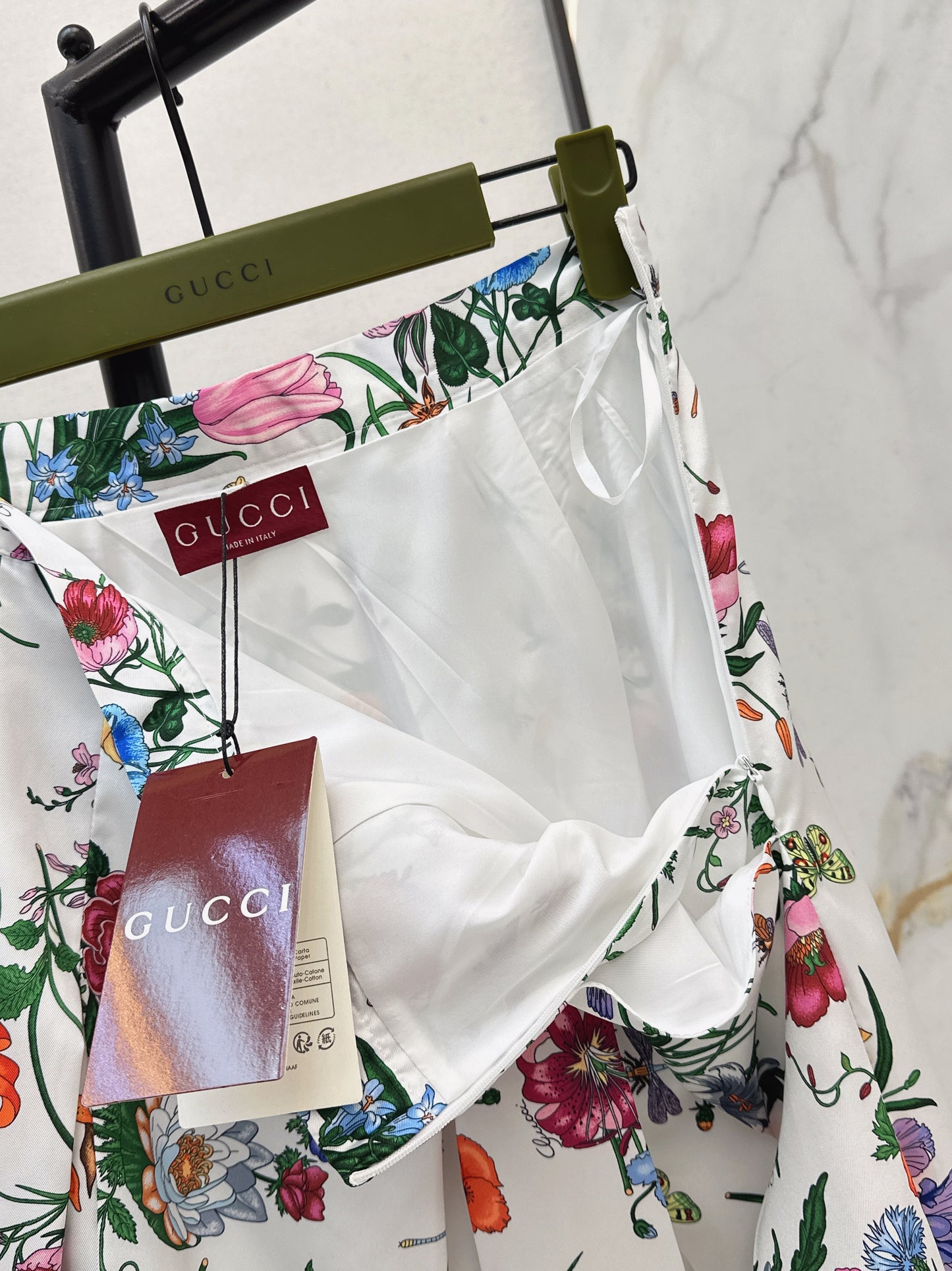 Floral Silk Pleated Skirt