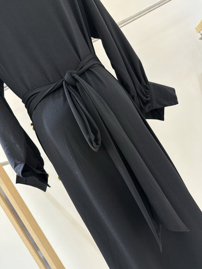 French-style belted slimming dress