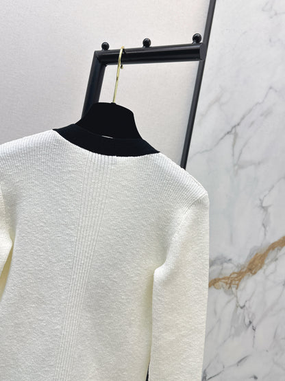 Color-blocked knit cardigan