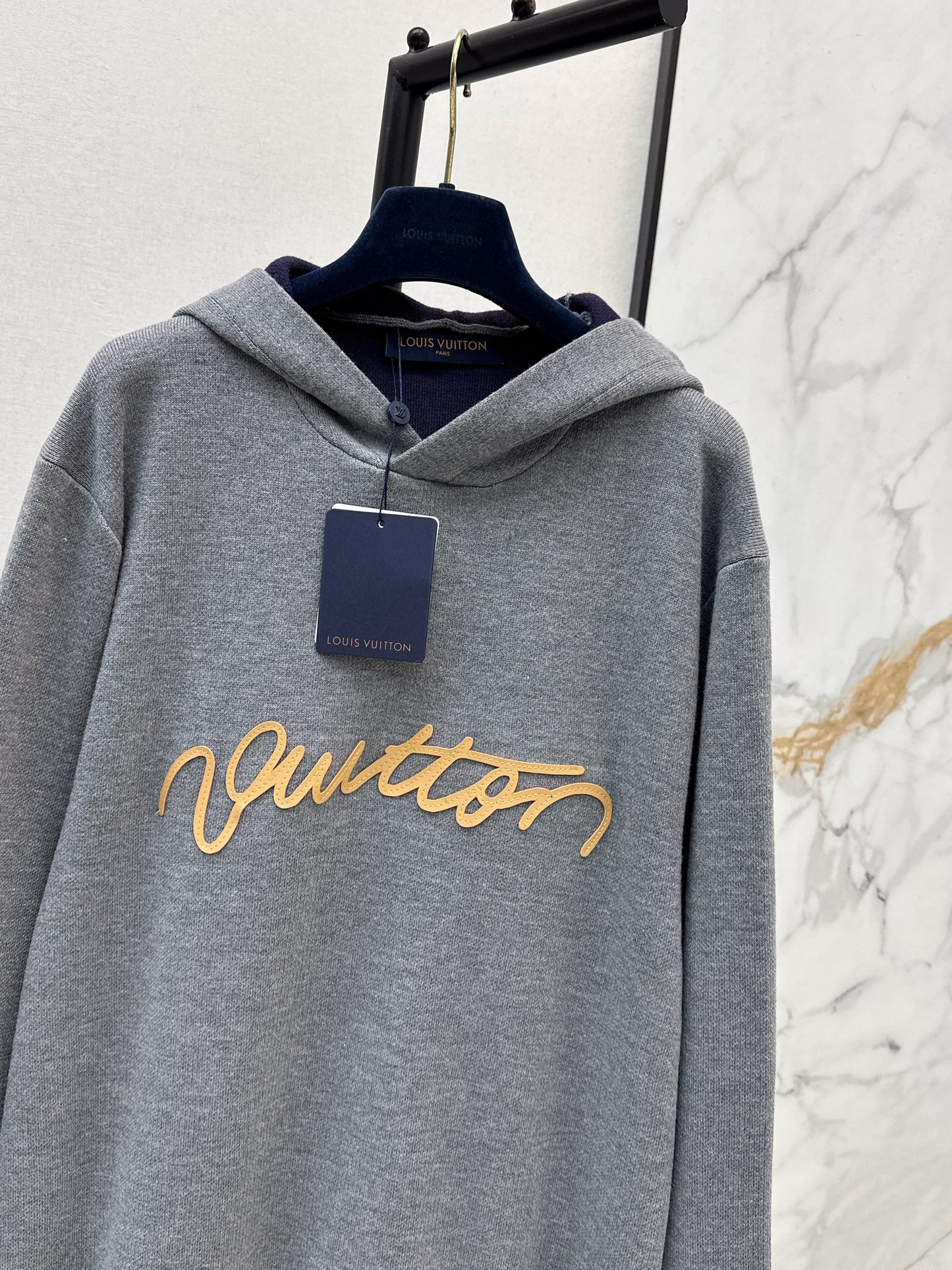 Letter-embellished hooded casual sweater