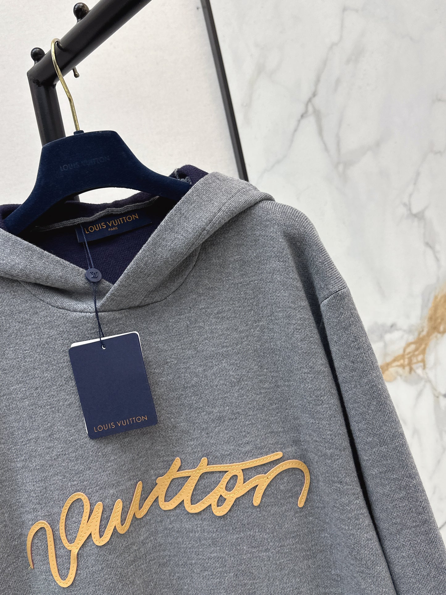 Letter-embellished hooded casual sweater
