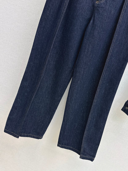Belt-Decorated Wide-Leg Pants