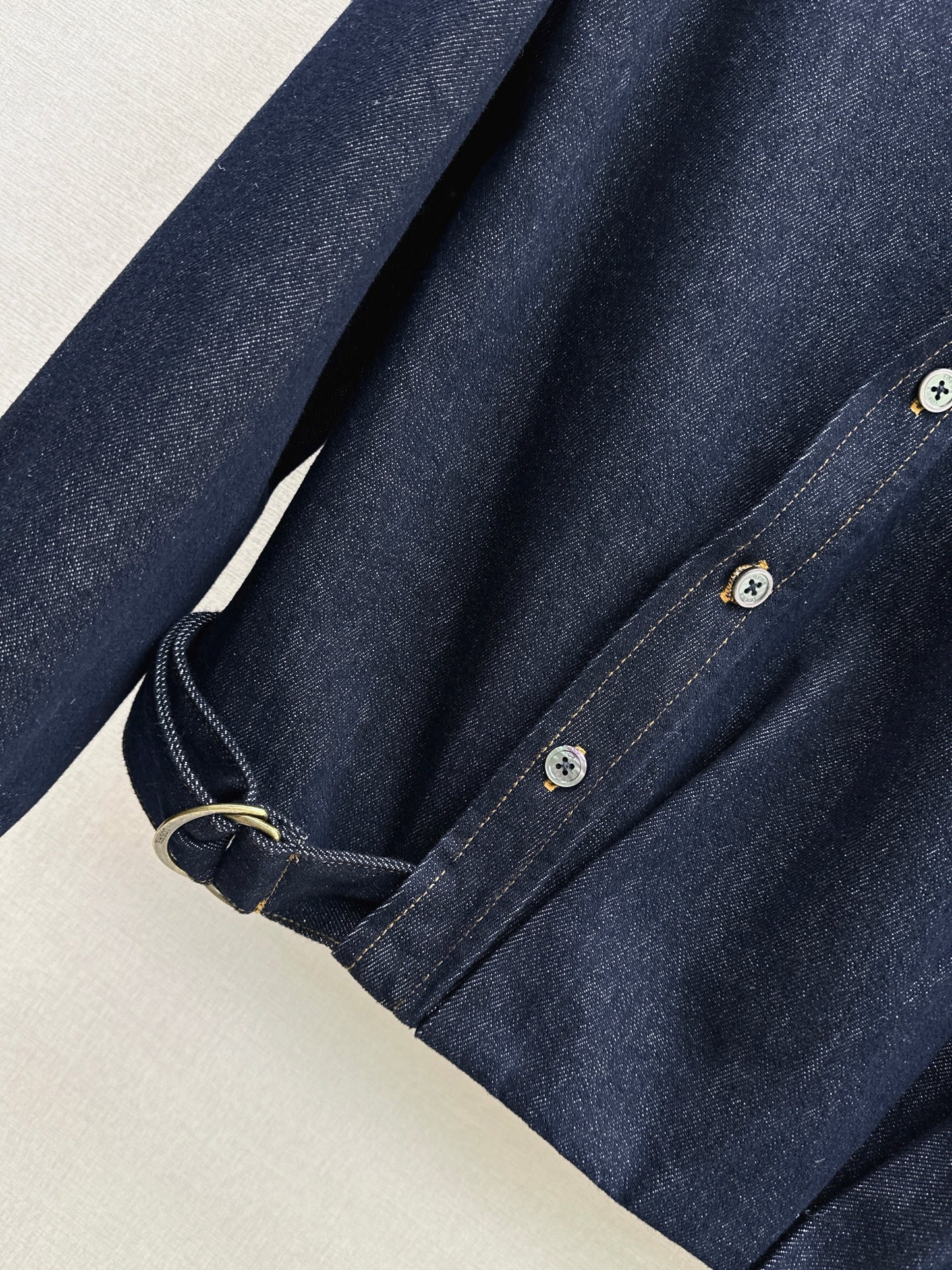 Asymmetrical button-down denim shirt