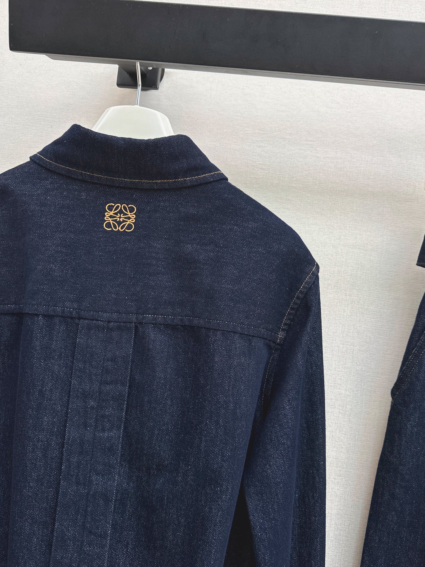 Asymmetrical button-down denim shirt