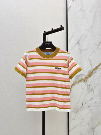 Striped Knit Short-Sleeve Top