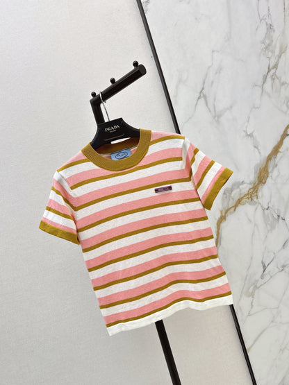 Striped Knit Short-Sleeve Top
