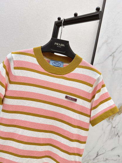 Striped Knit Short-Sleeve Top